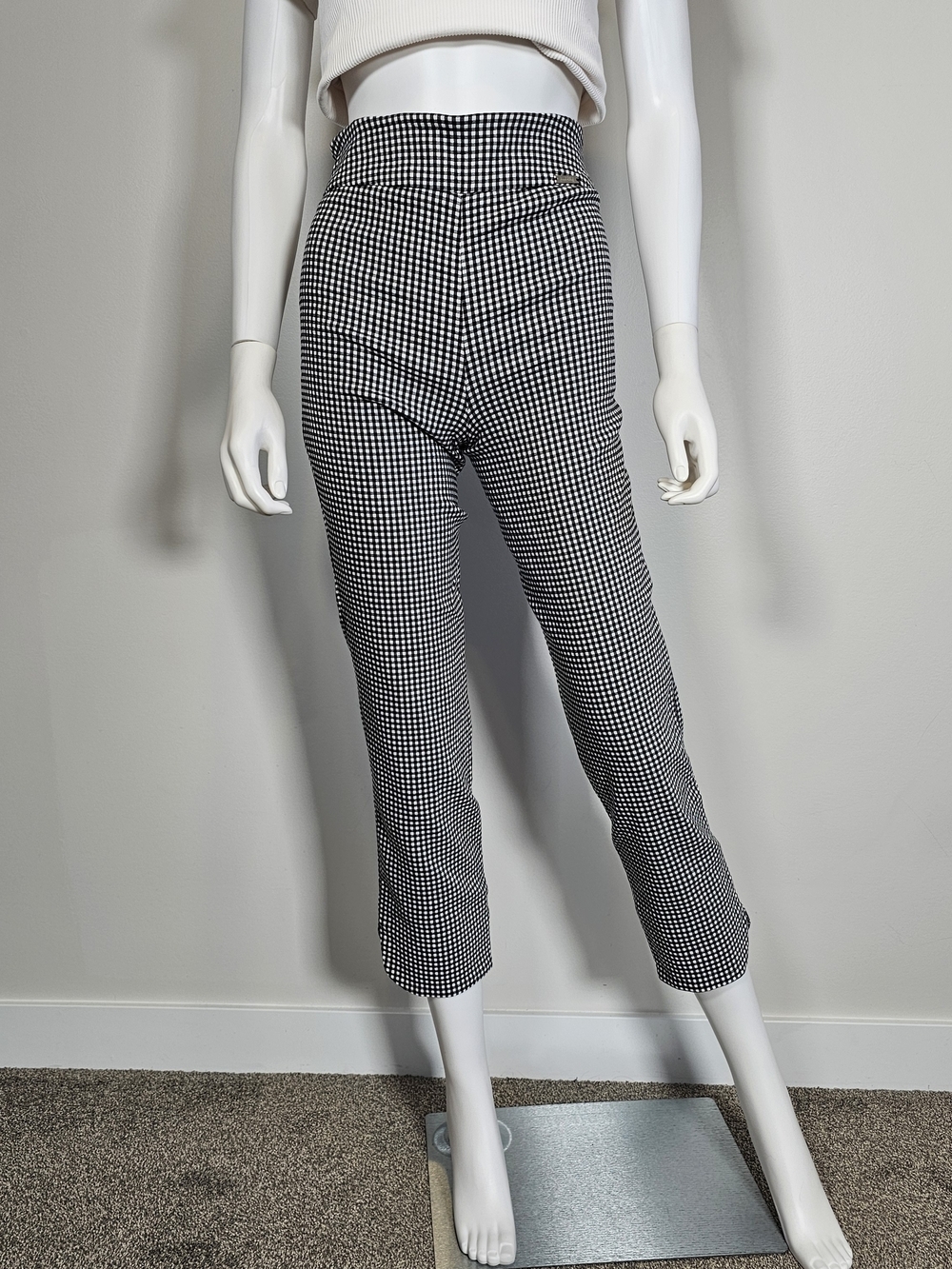 Joseph Ribkoff Black & White Gingham Capris Cropped Pants Sz 8